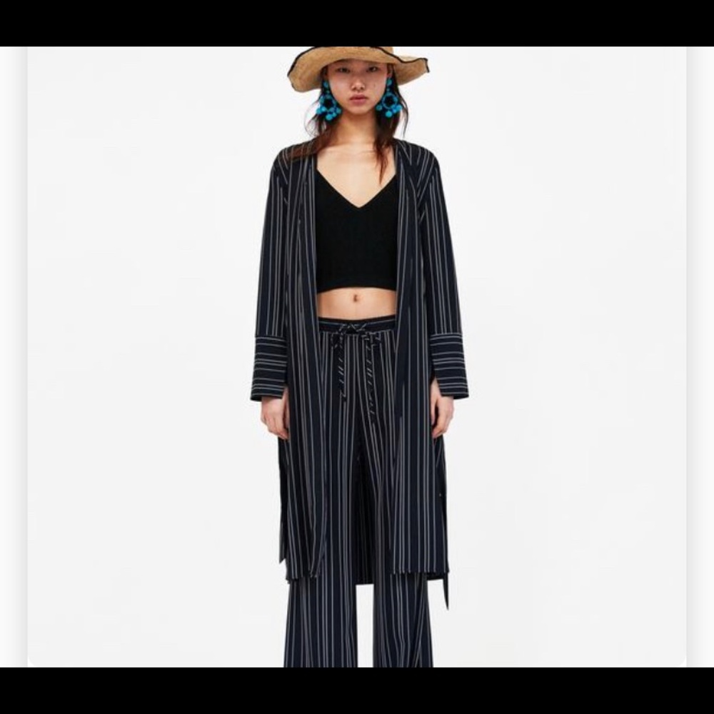 Zara open striped jacket cardigan sz m stripe